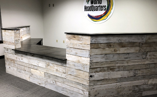 photo of desk made from reclaimed pallets photo of desk made from reclaimed pallets
