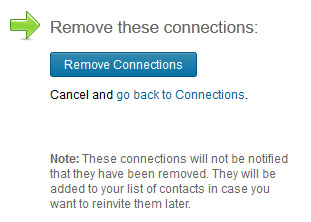 screenshot of LinkedIn remove connections screen