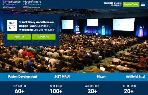 screenshot of Microsoft Azure And AI Conference Web site