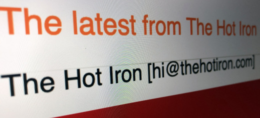 screenshot of new email for The Hot Iron