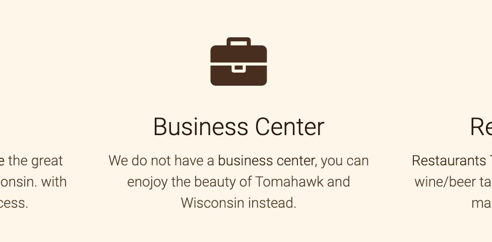 screenshot of hotel business center information screenshot of hotel business center information