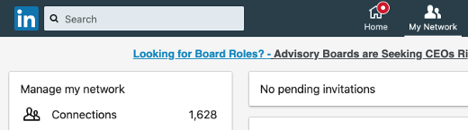 screenshot of LinkedIn top navigation with My Network selected screenshot of LinkedIn top navigation with My Network selected