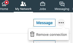 screenshot of the LinkedIn Remove connection option