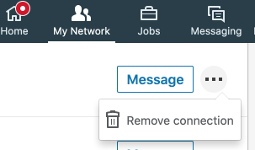 screenshot of the LinkedIn Remove connection option screenshot of the LinkedIn Remove connection option
